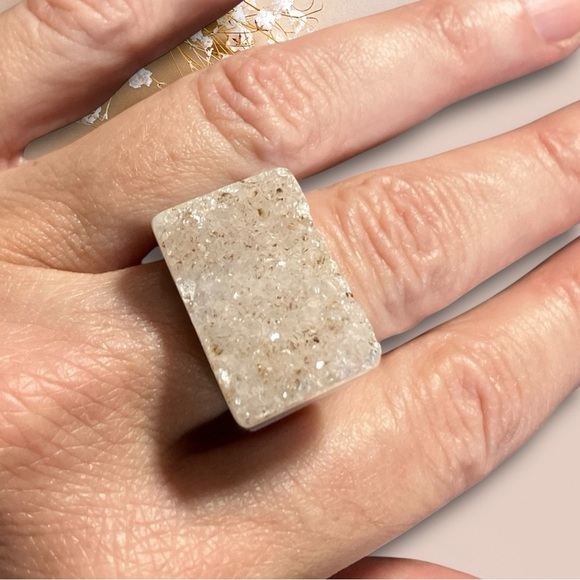 •RESERVED• for Gringita - Banded Agate Organic Geode Ring - Picture 2 of 8